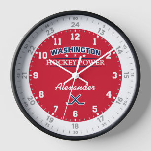 Washington Hockey Power 24 Hour Wall Clock