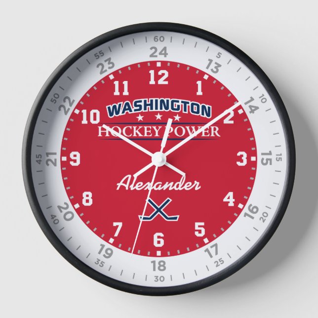 Washington Hockey Power 24 Hour Wall Clock (Front)