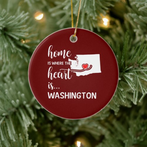 Washington home is where the heart is ceramic ornament