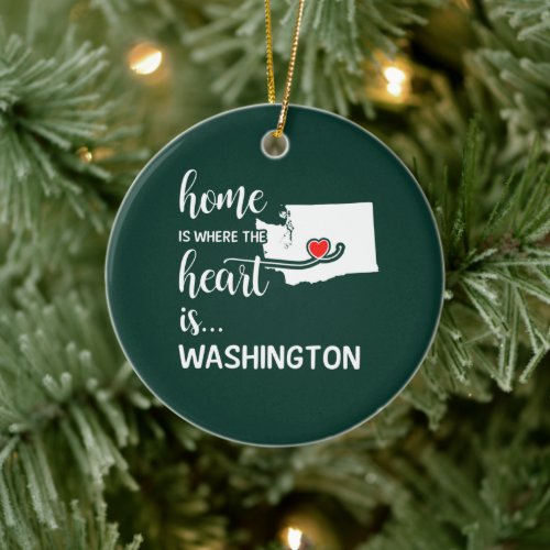 Washington home is where the heart is ceramic ornament