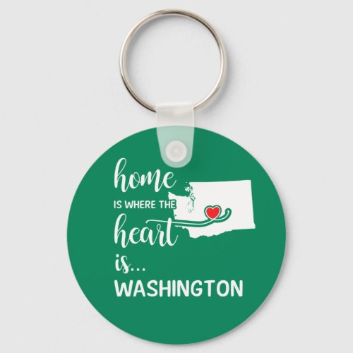 Washington home is where the heart is keychain