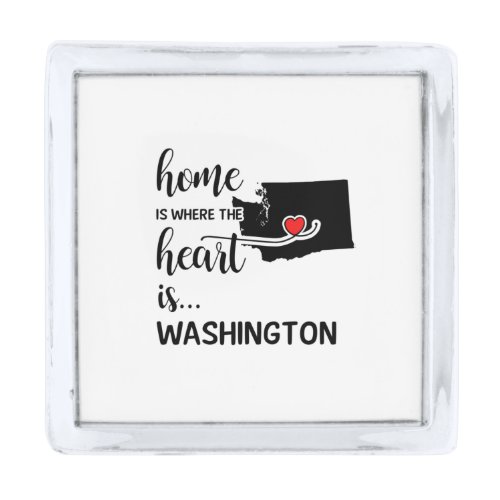 Washington home is where the heart is silver finish lapel pin