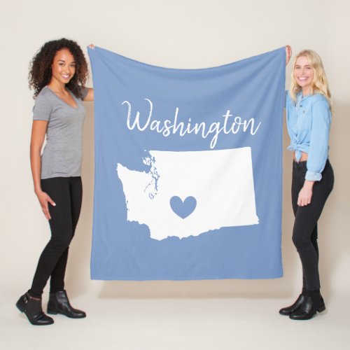 Washington home state map love heart  fleece blanket