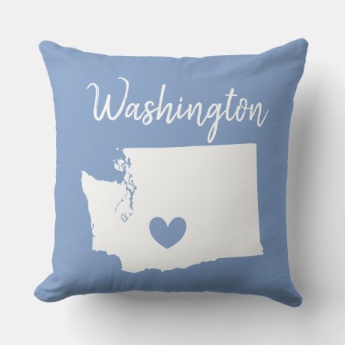 Washington home state map love heart throw pillow