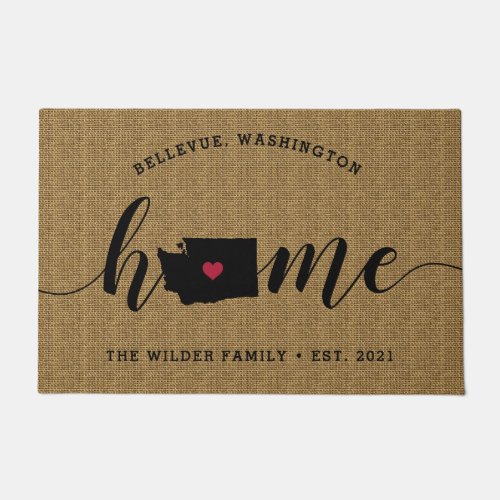 Washington Home State Personalized Doormat