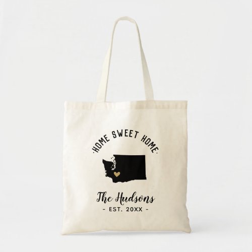 Washington Home Sweet Home Family Monogram Tote Bag