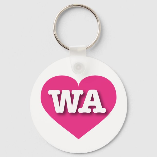 Washington Hot Pink Heart - I love WA Keychain (Front)