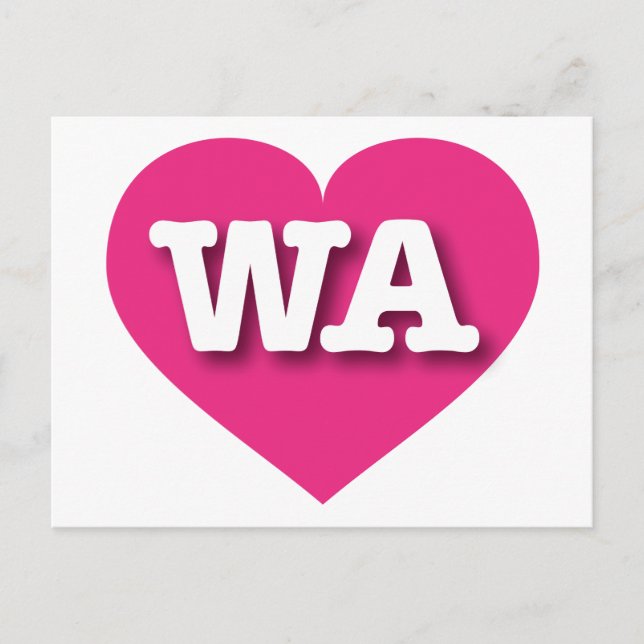 Washington Hot Pink Heart - I love WA Postcard (Front)