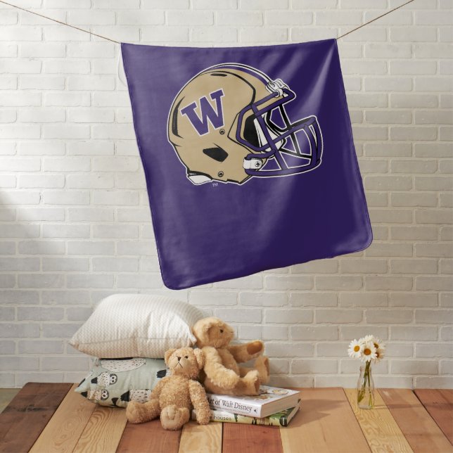 Washington Huskies Football Helmet Design Baby Blanket (In Situ)