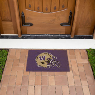 Washington Huskies Football Helmet Design Fiber Doormat