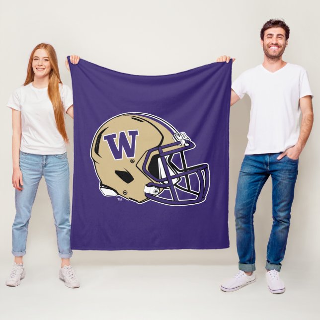 Washington Huskies Football Helmet Design Fleece Blanket (In Situ)