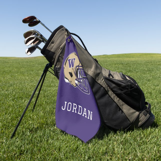 Washington Huskies Football Helmet Design Golf Towel (Green)