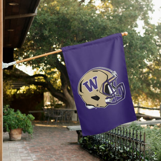 Washington Huskies Football Helmet Design House Flag (In SItu)