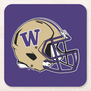 Washington Huskies Football Helmet Design Square Paper Coaster
