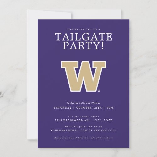 Washington Huskies Tailgate Party Invitation