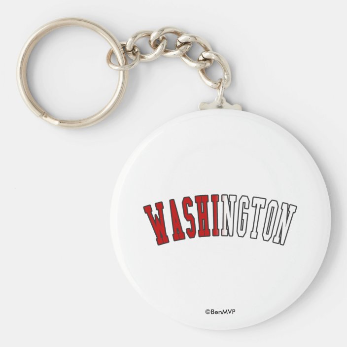 Washington in District of Columbia State Flag Colors Key Chain