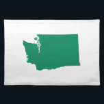 Washington in Green Placemat<br><div class="desc">The shape of the state of Washington in a green based on the state flag. You can change the background color or add a custom souvenir text message.</div>