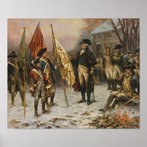 Washington Inspecting The Captured Colors After Th Poster