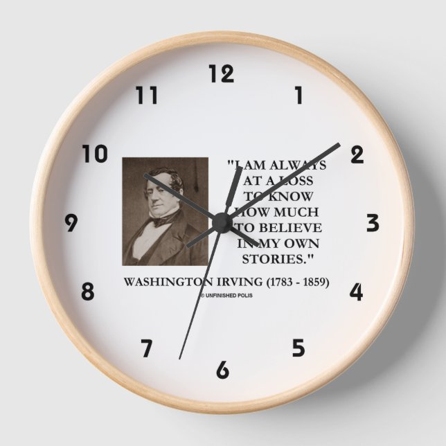 Washington Irving Always At A Loss Believe Stories Clock (Front)