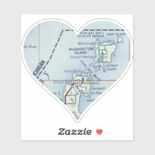 Washington Island WI Vintage Map Sticker