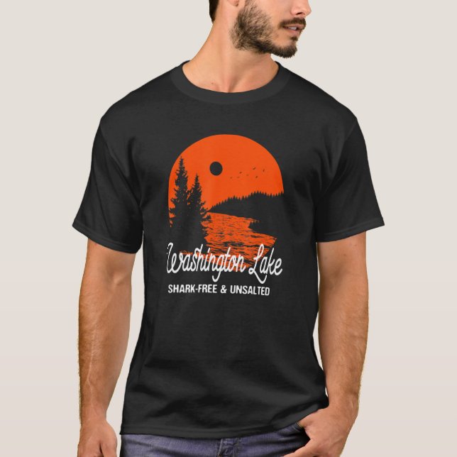Washington Lake Shark-Free and Unsalted Vacation S T-Shirt (Front)