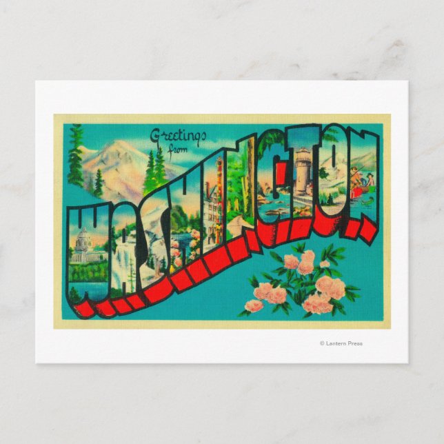 Washington - Large Letter Scenes Postcard (Front)