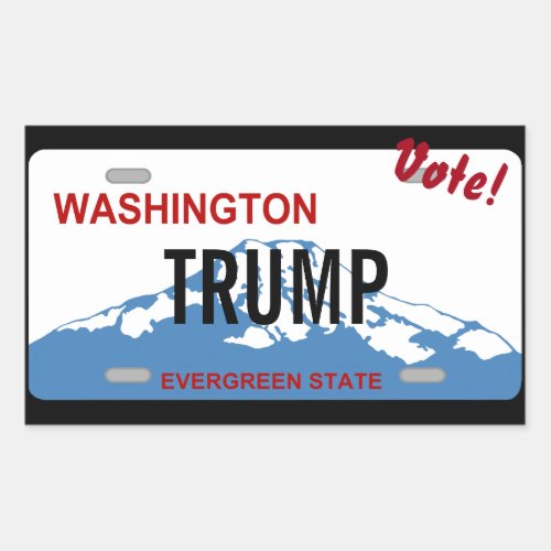 Washington license plate Vote Trump custom sticker