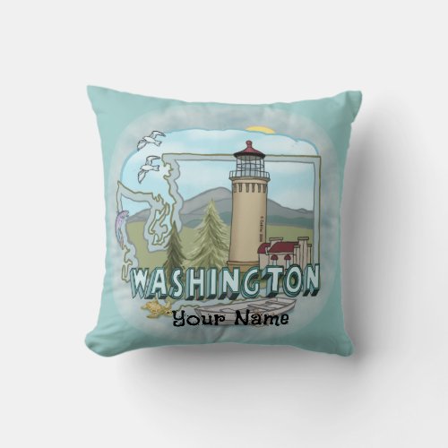 Washington Lighthouse custom name Pillow