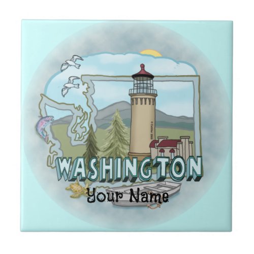 Washington Lighthouse custom name Tile