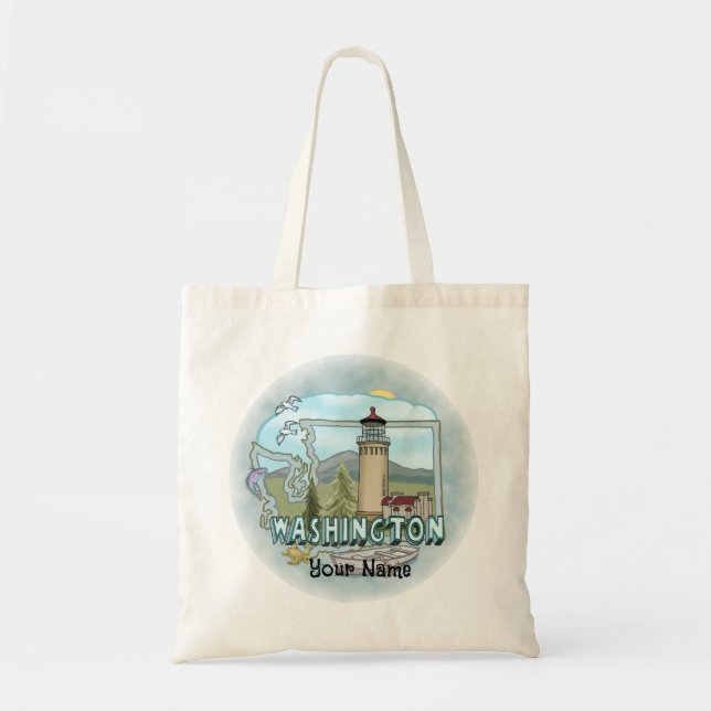Washington Lighthouse Tote Bag (Front)