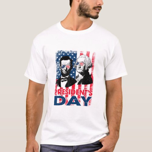 Washington Lincoln USA Flag Presidents Day  T_Shirt
