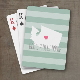 Washington Map Home State Love with Custom Heart Poker Cards