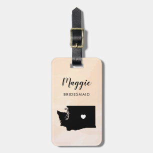 Washington Map Luggage Tag, Wedding Party Welcome Luggage Tag