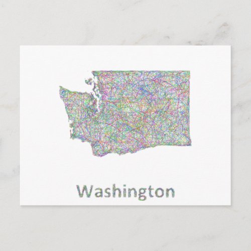Washington map postcard