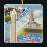 Washington Memory Tribute Ceramic Ornament<br><div class="desc">In memory of our first President George Washington. A vintage postcard repurposed on an ornament.</div>