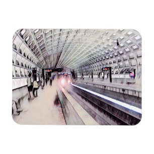 Washington Metro Subway Watercolor Painting Magnet