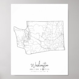 Washington Minimal Street Map Poster