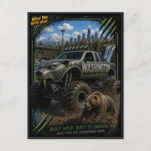 Washington Monster Truck Off Road Art Postcard