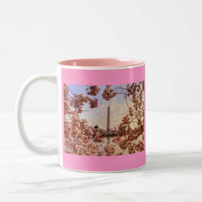 Washington Monument and Cherry Blossoms Mug (Left)