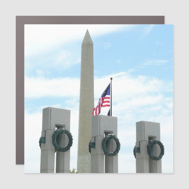 Washington Monument and WWII Memorial in DC Car Magnet (Front)