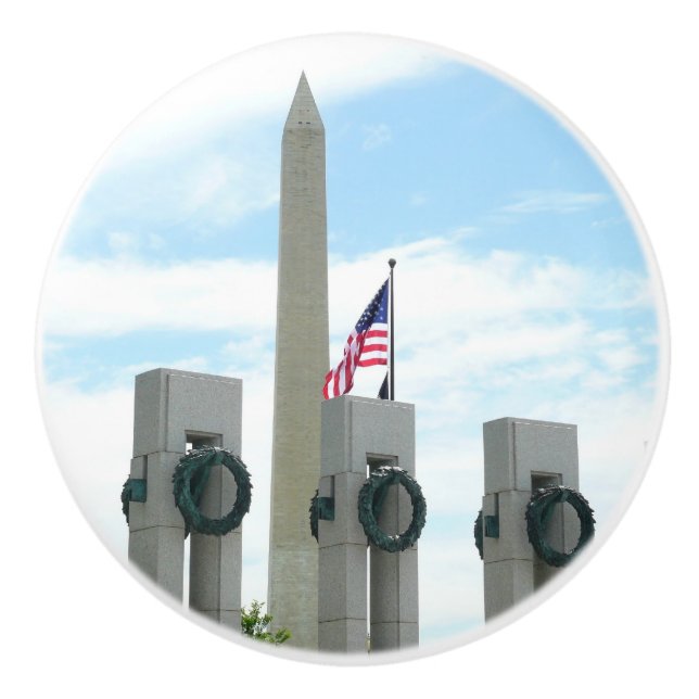 Washington Monument and WWII Memorial in DC Ceramic Knob (Front)