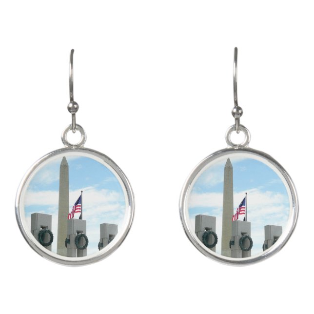 Washington Monument and WWII Memorial in DC Earrings (Front)