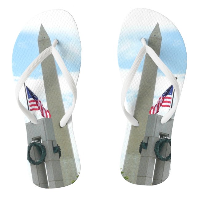 Washington Monument and WWII Memorial in DC Flip Flops (Footbed)