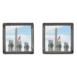Washington Monument and WWII Memorial in DC Gunmetal Finish Cufflinks