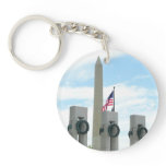 Washington Monument and WWII Memorial in DC Keychain