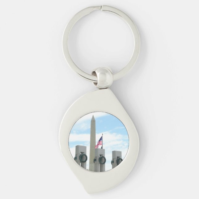 Washington Monument and WWII Memorial in DC Keychain (Front)