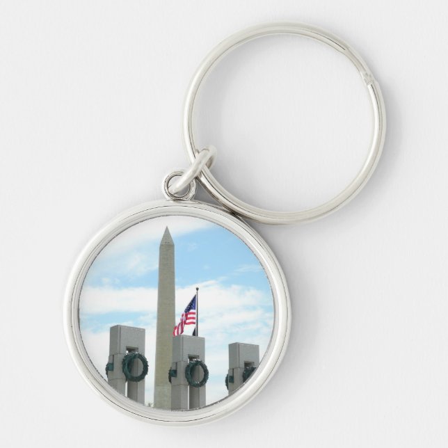 Washington Monument and WWII Memorial in DC Keychain (Front)