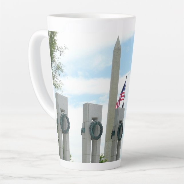 Washington Monument and WWII Memorial in DC Latte Mug (Left Angle)