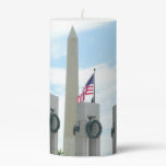 Washington Monument and WWII Memorial in DC Pillar Candle