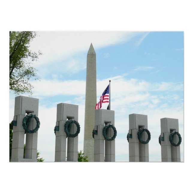 Washington Monument and WWII Memorial in DC Poster (Front)